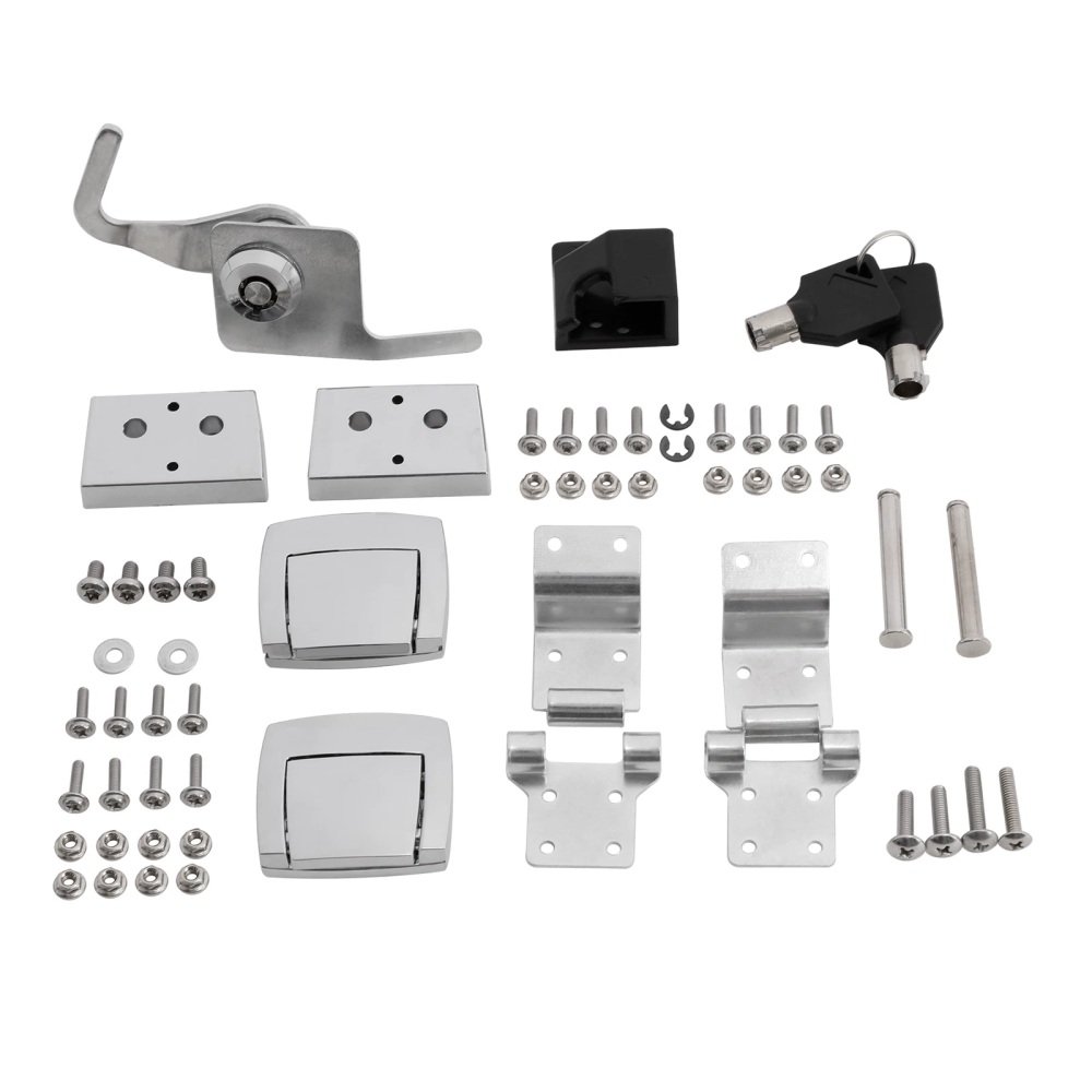 88-13 Harley Tour Pak Box Hardware Latch Hinges Kit Chrome - Image 3
