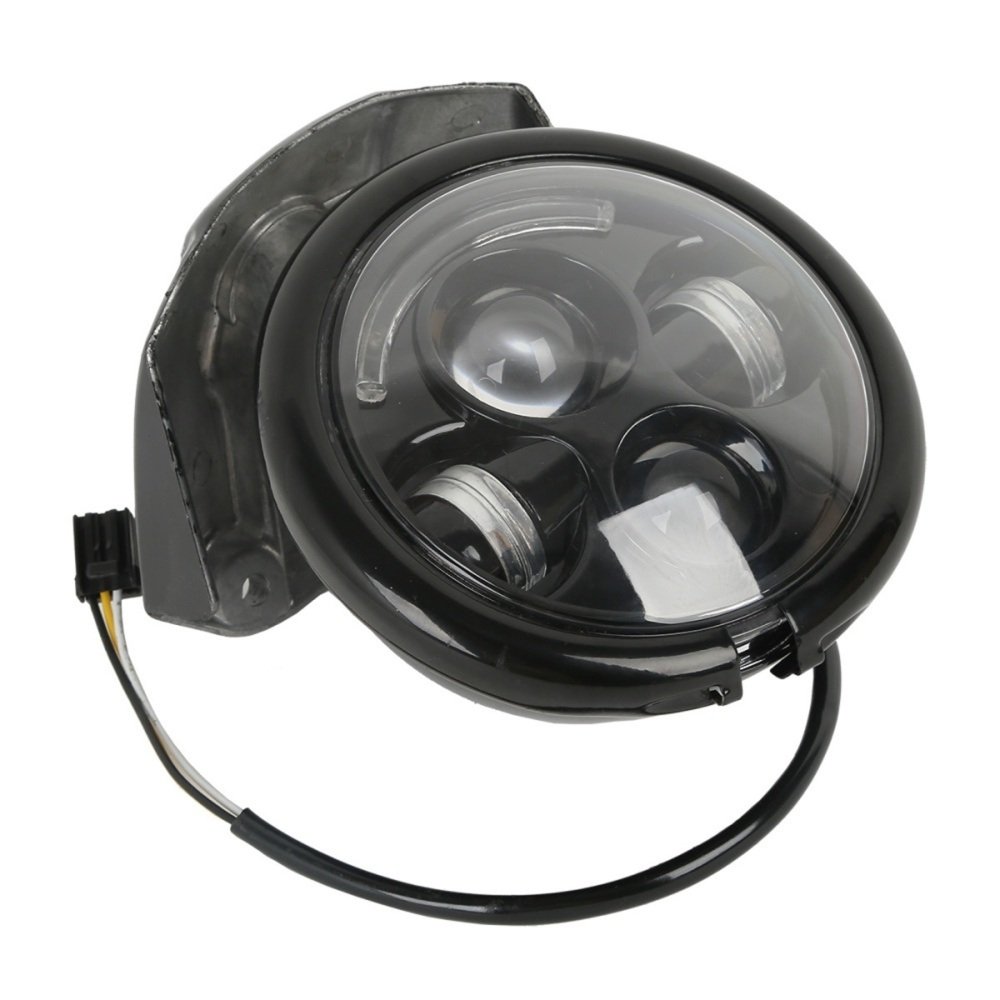 5.75” Projector LED Headlight W/ Visor Bracket Black Fit For Harley Sportster XL 883 1200 - Image 2