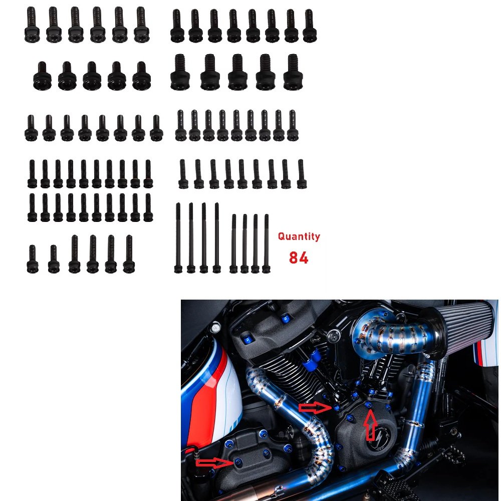 Harley M8 Engine Stainless Steel Bolt Screw Aluminum Head Cover CNC Anodized Color