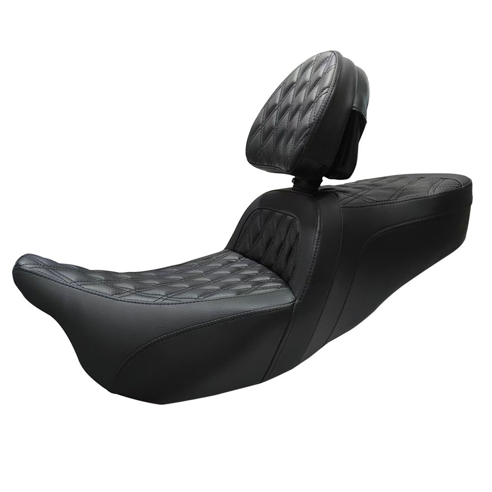 09-23 Touring Driver Passenger Seat With Attached Driver Backrest Diamond Stitches - Image 2