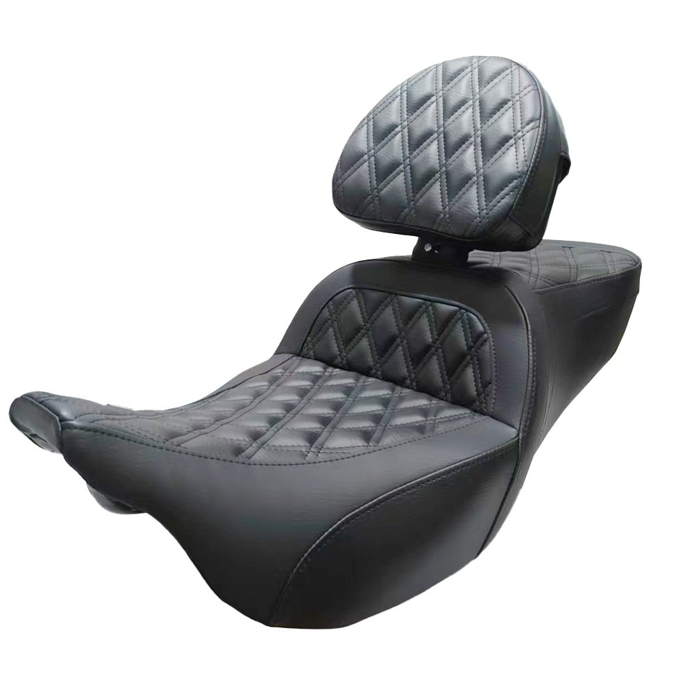 09-23 Touring Driver Passenger Seat With Attached Driver Backrest Diamond Stitches
