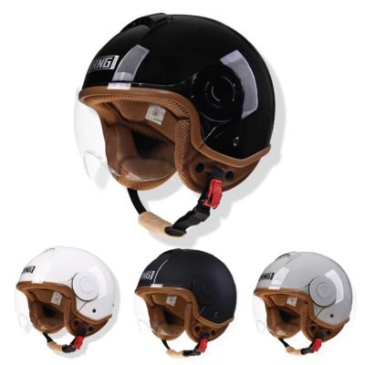 Classic Open Face Motorcycle Helmet Adjustable Size M-XL DOT Approved
